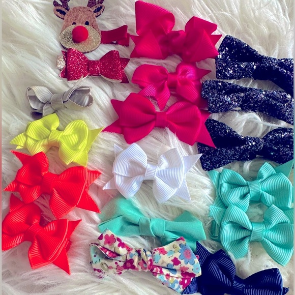 Hair bows - hair clips sparkly and floral and plain VGUC - Picture 3 of 6
